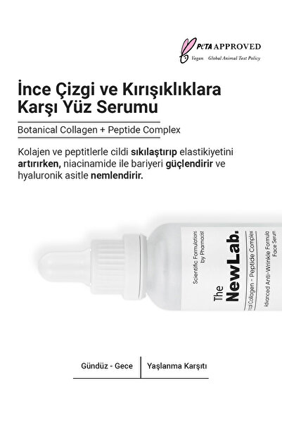 The NewLab Yaşlanma Ve Kırışıklık Karşıtı Peptit Bitkisel Kolajen Yüz Serumu 30 ml (PEPTİDE COMPLEX)