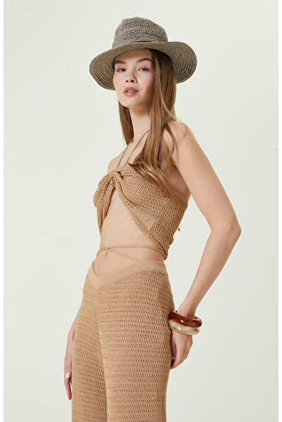 Network Bej Straplez Triko Plaj Bluzu