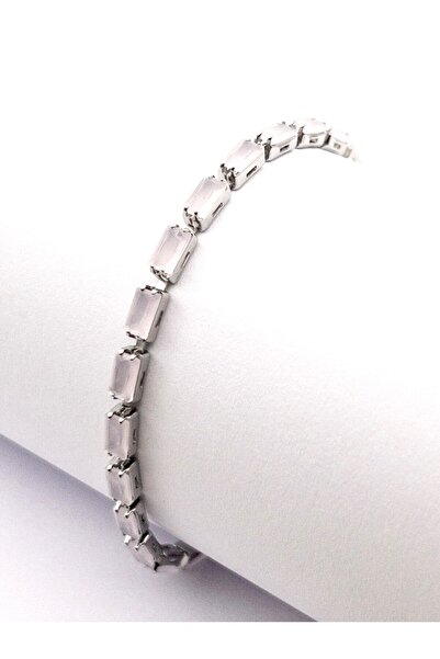 Siya Silver Waterway Silver Rectangular Bracelet - 17+2