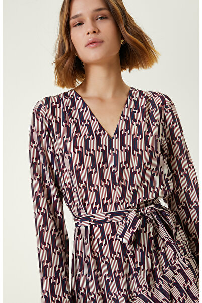 Network Ekru İpek Elbise