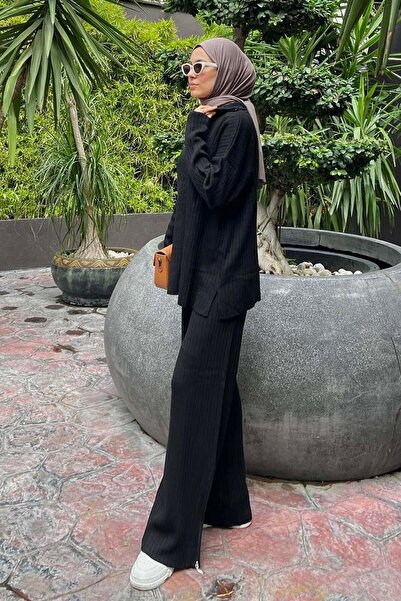 lamelif Παντελόνι με φερμουάρ Μαύρο Σετ Τσαμιράνι