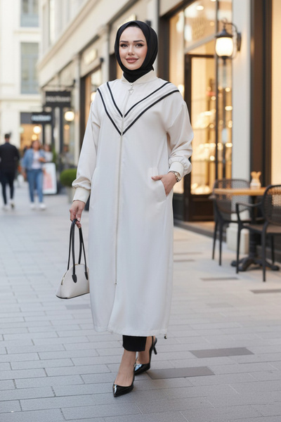 N.S NEVA STYLE Μπεζ Καπάκι Hijab με φερμουάρ 15201μπεζ