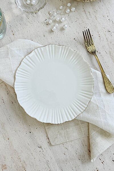 porselenden Aura Gold 6-Person 21 cm Premium Porcelain Cake Plate Set