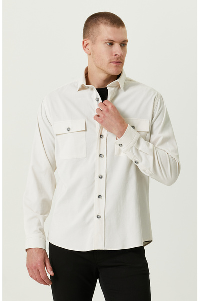 Network Ekru Cepli Kadife Gömlek