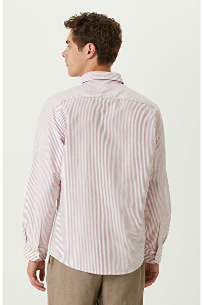 Network Pamuklu Kırmızı Beyaz Çizgili Gömlek