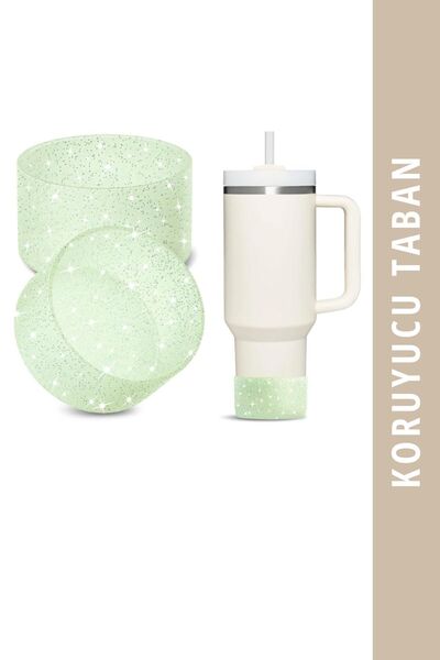 Mamastuff Koruyucu Silikon Altlık Taban - Yeşil Silver Simli