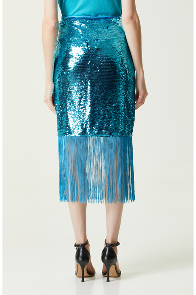 Network Turkuaz Payetli Mini Boy Etek