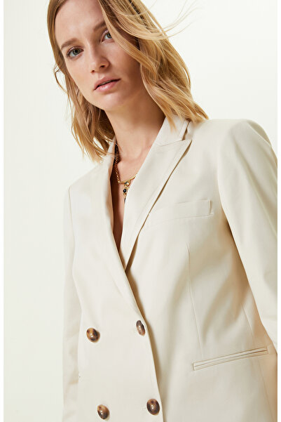 Network Taş Rengi Kruvaze Blazer Ceket