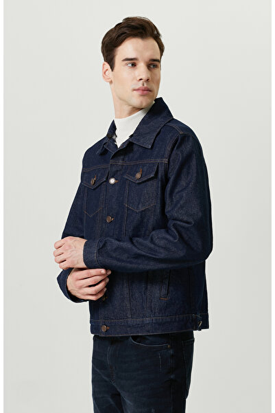 Network Yan Cepli Pamuklu Lacivert Denim Mont