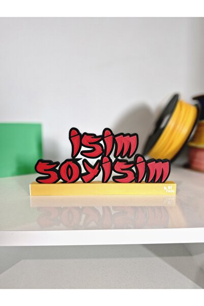 BİTIKLA Kişiye Özel isimli SAMURAY Temalı 3D Tasarım Dekoratif isimlik- Masa ...