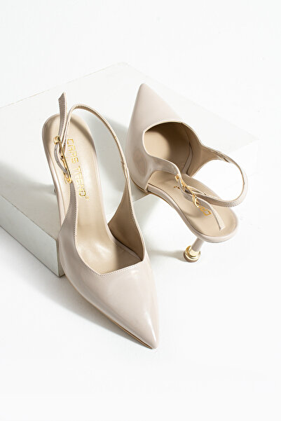 HVZ Exclusive Beige Patent Leather Women's Heeled Shoes (8cm) Engagement, Pro...
