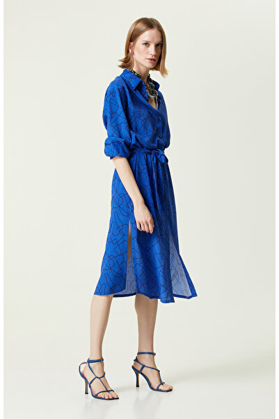 Network Limited Saks Mavisi Diz Boyu İpek Elbise