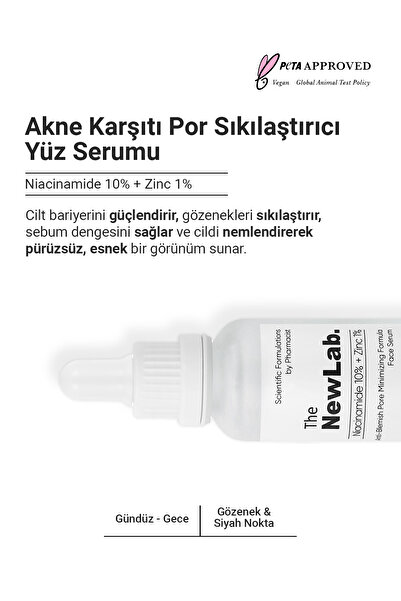 The NewLab Gözenek Sıkılaştırıcı Ve Sivilce Karşıtı Cilt Bakımı Serumu 30 ml (NİACİNAMİDE 10% ZİNC 1%)