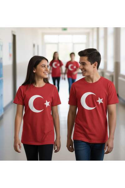 ATAŞ Crescent Star Turkish Flag Unisex Red T-Shirt Xlarge Size