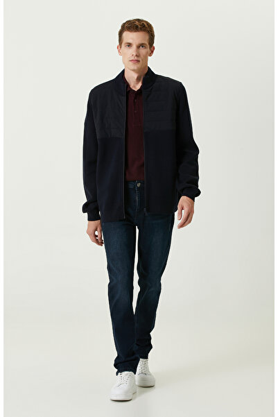 Network Lacivert Dik Yaka Triko Mont