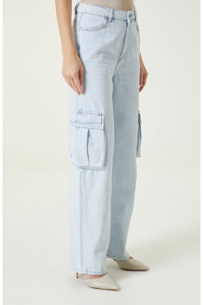 Network Açık İndigo Kargo Cepli Denim Pantolon