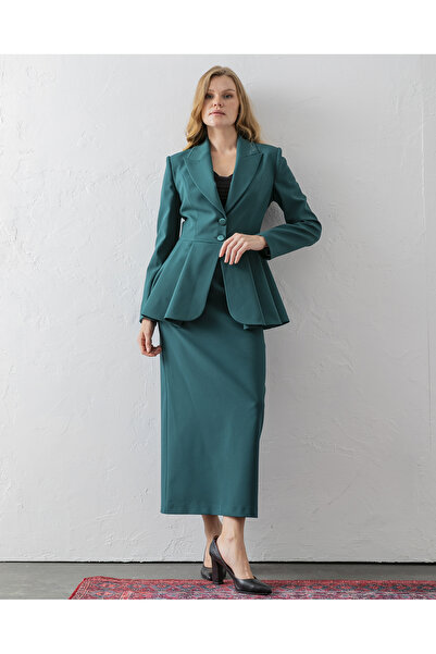 VUNTAL Flounce Blazer and Skirt Two-Piece Set