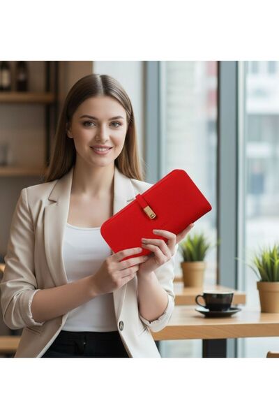 La'Graccia HMX Polo Mıknatıslı Büyük Boy Kadın Kırmızı El Çantası