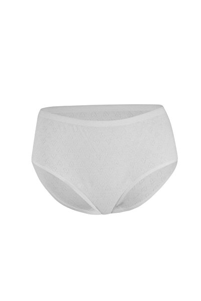 YILDIZ 3590 Kadın Beyaz %100 Pamuk Kalpli Rahat Bato Külot