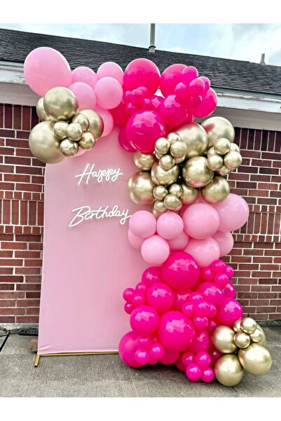 Parti Düşleri مجموعة سلسلة بالونات عيد الميلاد ذات طابع وردي مكونة من 16 قطعة