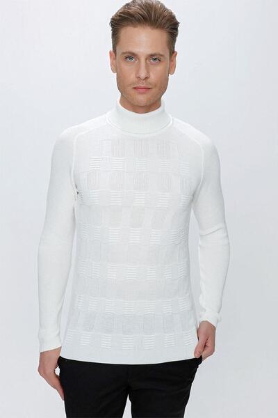 Efor TR 852 Slim Fit Ekru Klasik Triko
