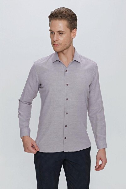 Efor GK 672 Slim Fit Bordo Klasik Gömlek