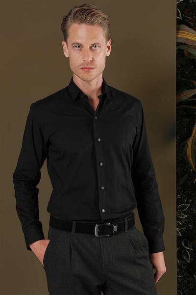 Efor GK 700 Slim Fit Siyah Klasik Gömlek