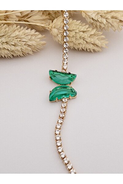 Siya Silver Butterfly Model Round Stone Waterway Women's Bracelet - Gold Color