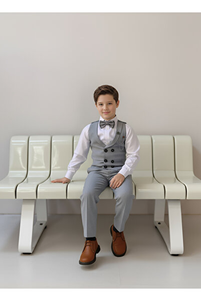 WENA KİDS Children's Vest Suit Shirt set GRAY
