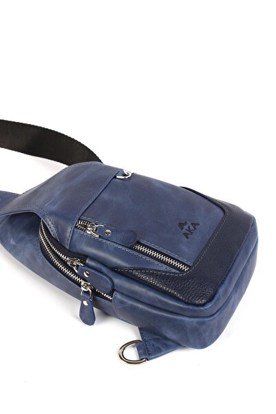 Aka Deri Shoulder Strap Crossbody Bag Crazy Navy Blue 340 R127