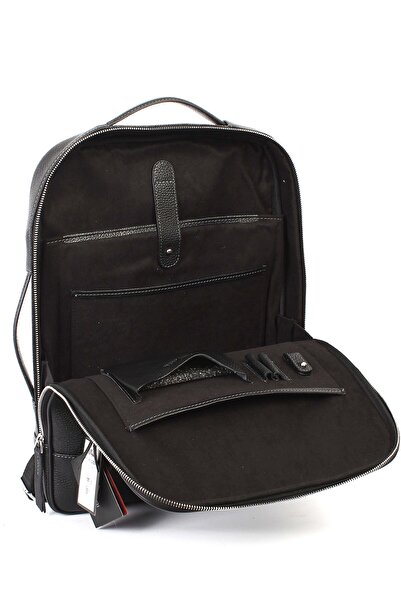Aka Deri Genuine Leather Black Laptop Backpack 908 60