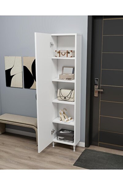 IRMAK MOBİLYA Kapı Arkası Tek kapaklı 5 Raflı Çok Amaçlı İnce Organizatör Banyo Mutfak Kiler Ardiye Boy Dolabı