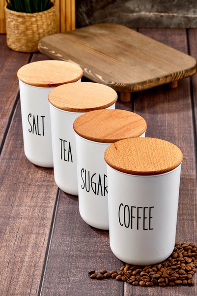 MODA OZY 4Pcs Tea/Sugar/Coffee/Salt Label Sticker Waterproof Transfer Label Series