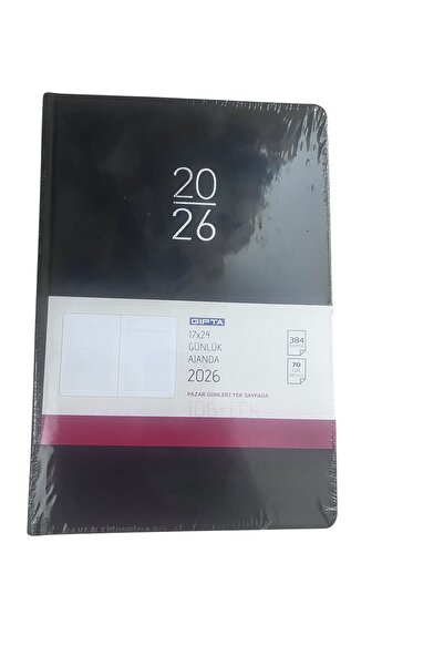 Gıpta 2026 Dikişli Günlük Ajanda 17x24 Siyah 106-eck