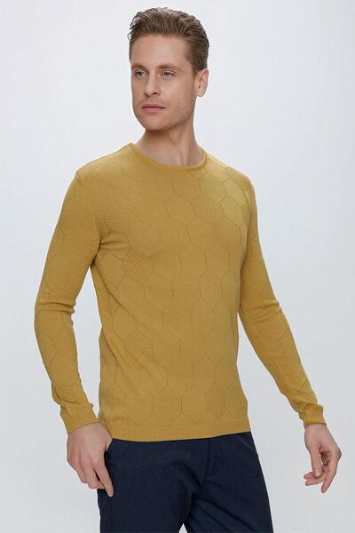 Efor TR 853 Slim Fit Hardal Klasik Triko