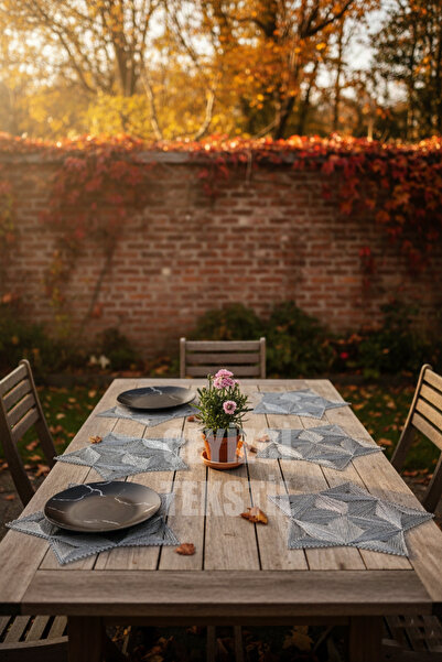 Çt Çeyizci Tekstil طبق رمادي - خدمة أمريكية مكونة من 6 قطع، و6 شفرات وقاعدة أ...