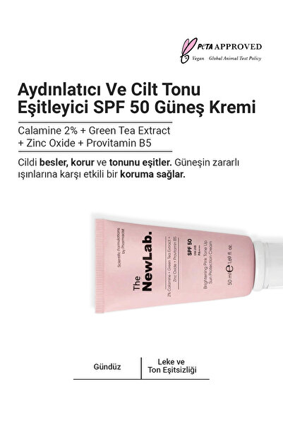 The NewLab Aydınlatıcı Ve Cilt Tonu Eşitleyici Güneş Kremi 50+ Spf