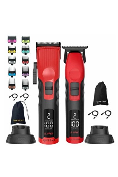 Supreme Trimmer Kırmızı 2spee Trimmer & Clipper Seti | Sessiz | LCD Ekranlı |...