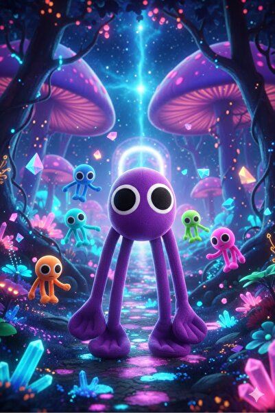 Pufline Roblox Rainbow Friends Purple Peluş Oyuncak 50 cm