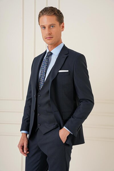 Efor Slim Fit Lacivert Klasik Takım Elbise TK 896