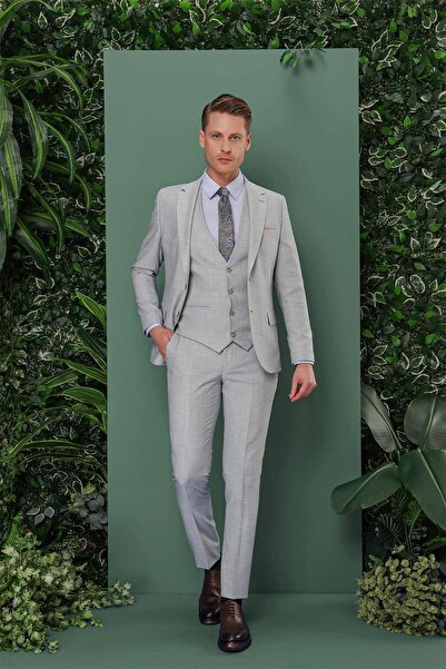 Efor TK 872 Slim Fit Açık Gri Klasik Takım Elbise