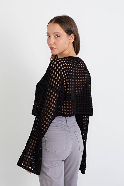 Addax Openwork Crop Knitwear T1564-B6