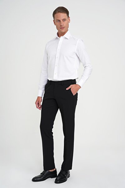 Efor Comfort Fit Beli Lastikli Esnek Siyah Pantolon P 1169