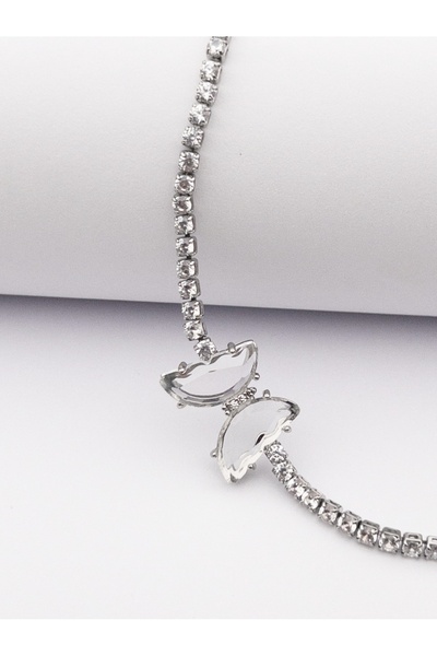 Siya Silver Butterfly Model Silver Colored Round Stone Waterway Women's Brace...