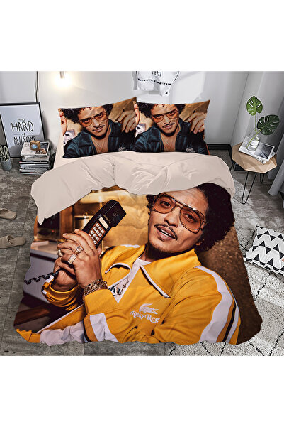 hediyechy BRUNO MARS 3D Друкований двоспальний комплект постільної білизни бе...