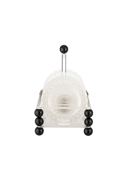 Dania Set of 6 glass bowls for desserts and nuts, suitable for all occasions, with acrylic stand and black ball decoration, 15 cm