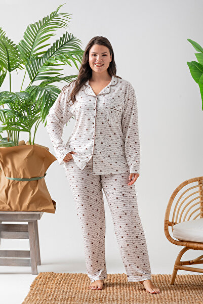 nisaNCa Long Sleeve Shirt Collar Women's Plus Size Pinterest Pajama Set - Seasonal Women's Pajamas