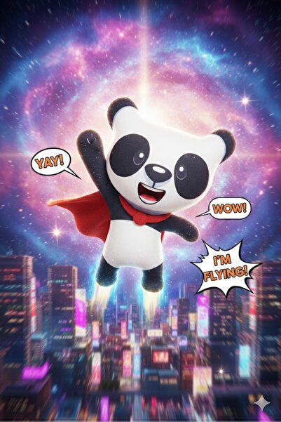 Pufline Panda Pelüş Oyuncak Yastık