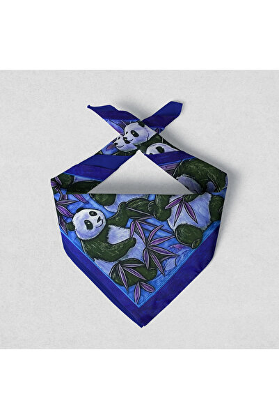 Sultan İpek Panda Desenli Fular / Bandana 52x52
