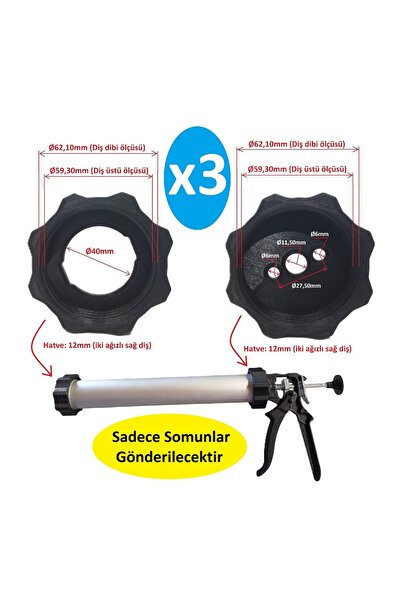 Sosis Silikon Tabancası Ön Ve Arka Somun 3 Takım